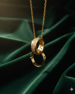 Korean Double Ring Pendant Necklace