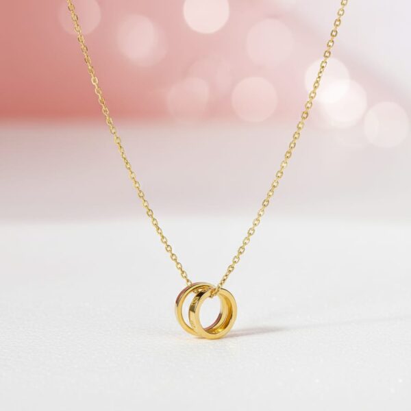 Korean Double Ring Pendant Necklace