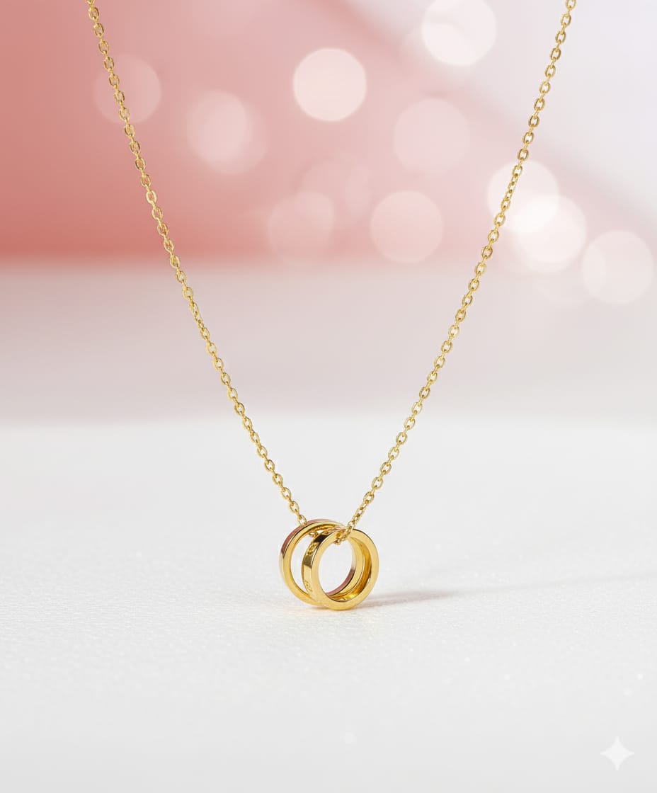 Korean Double Ring Pendant Necklace