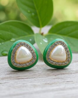 Korean Green Pearl Stud Earrings