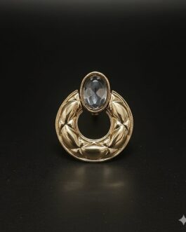 Gold Color Oval Crystal Earrings