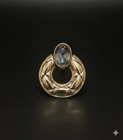 Gold Color Oval Crystal Earrings