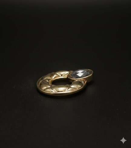 Gold Color Oval Crystal Earrings