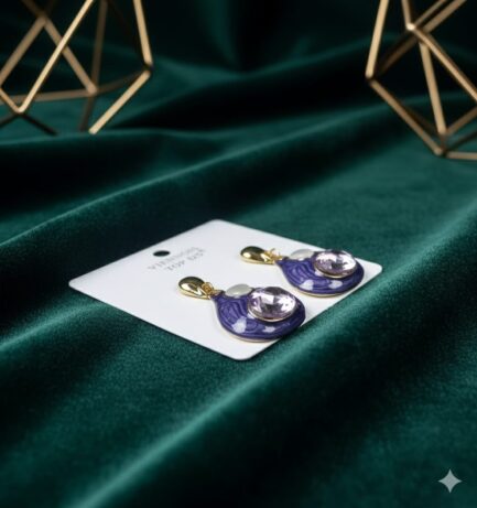 Royal Blue Enamel Crystal Earrings - Image 3
