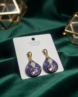 Royal Blue Enamel Crystal Earrings